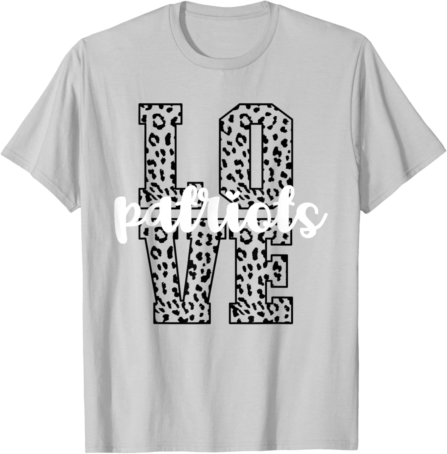 Patriots Love Team Mascot School Spirit Game Night Leopard T-Shirt - T-Shirt | Ash