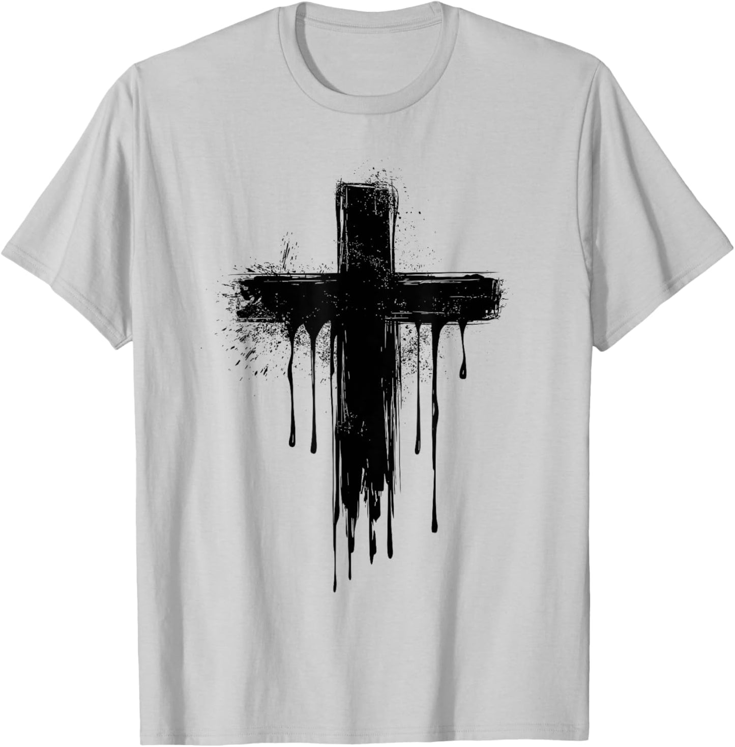 Christian Dripping Cross T-Shirt - T-Shirt | Ash