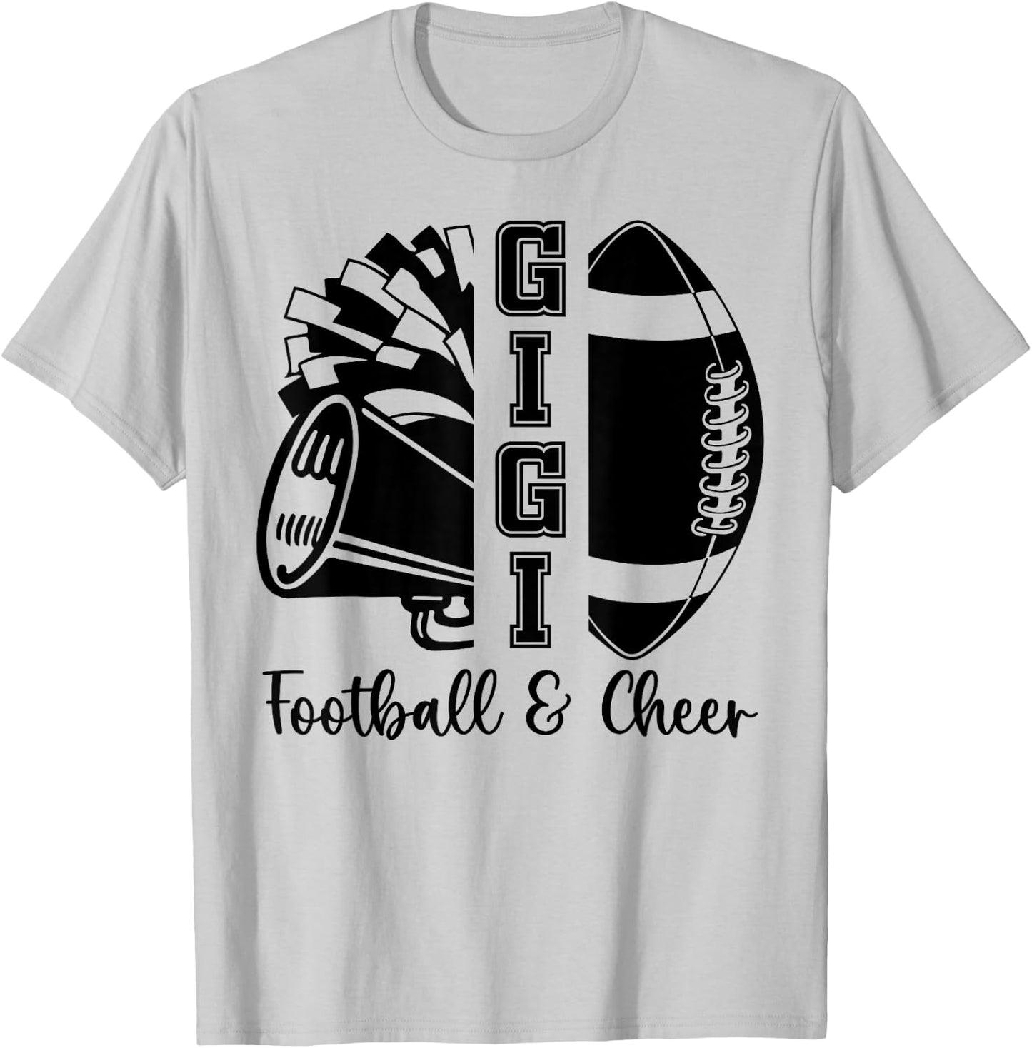 Football Cheer Gigi Grandma High School Cheerleader Pom Pom T-Shirt - T-Shirt | Ash