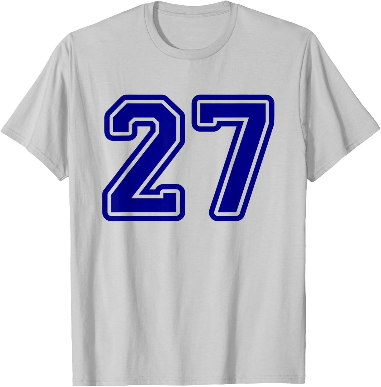 Number #27 Blue Sports Team T-Shirt - T-Shirt | Ash