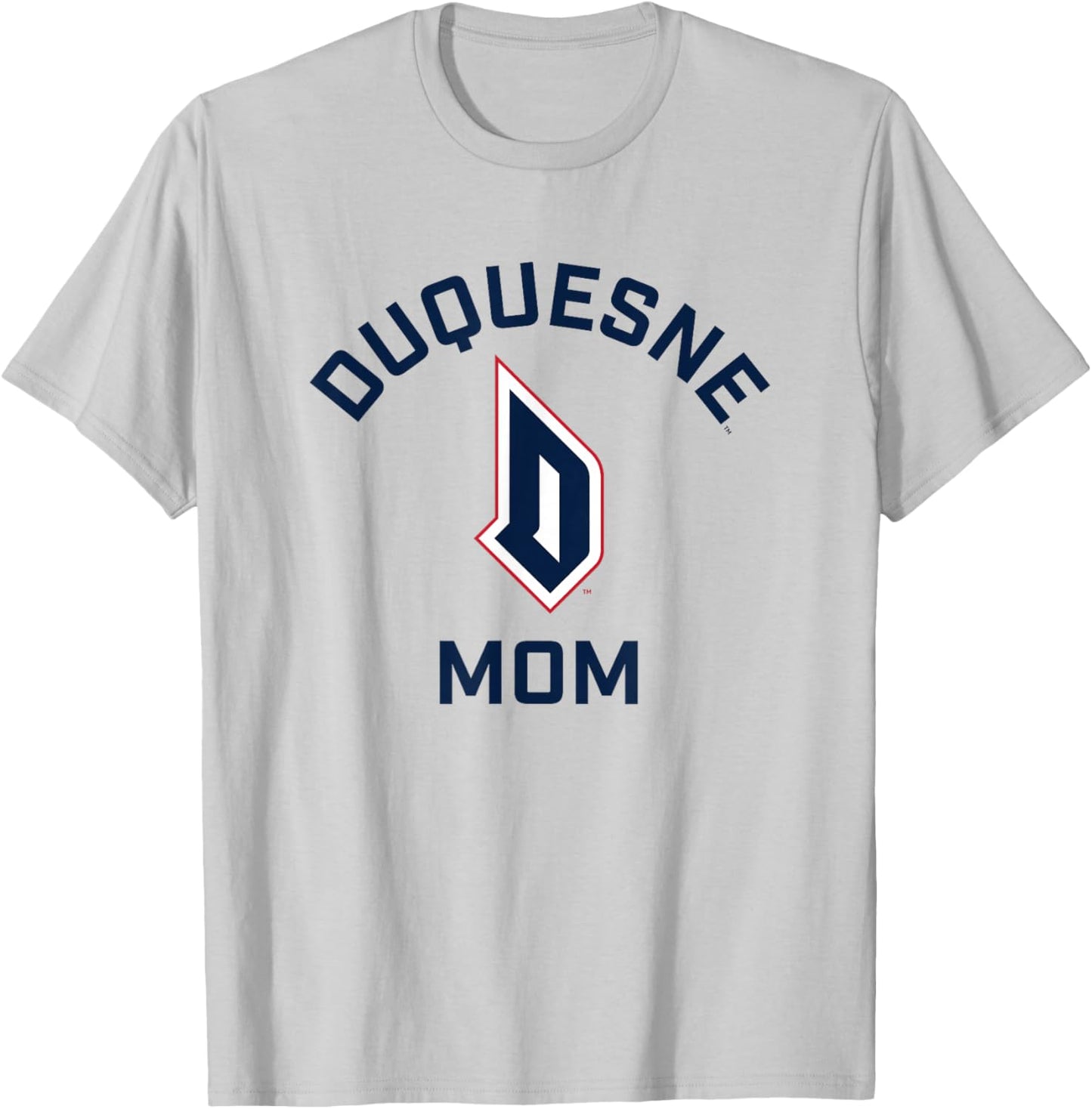 Campus Lab Duquesne University Dukes Arched Mom - Grey, -Adults, Short Sleeve, College Team Logo T-Shirt - T-Shirt | Ash