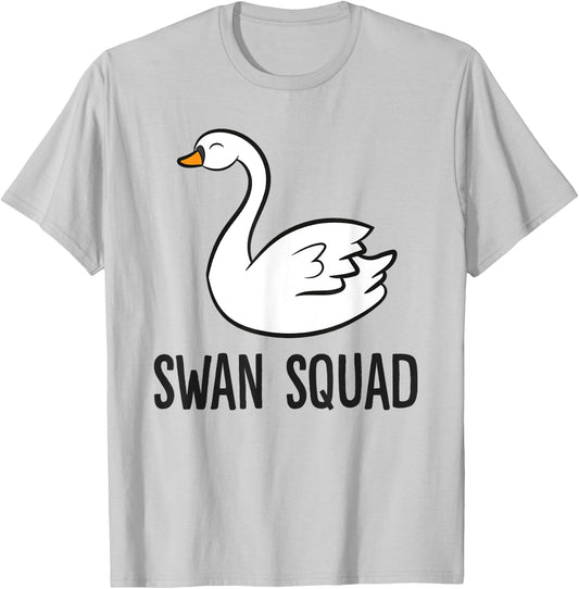 Swan Squad Cute Swan Bird Team Swans T-Shirt - T-Shirt | Ash