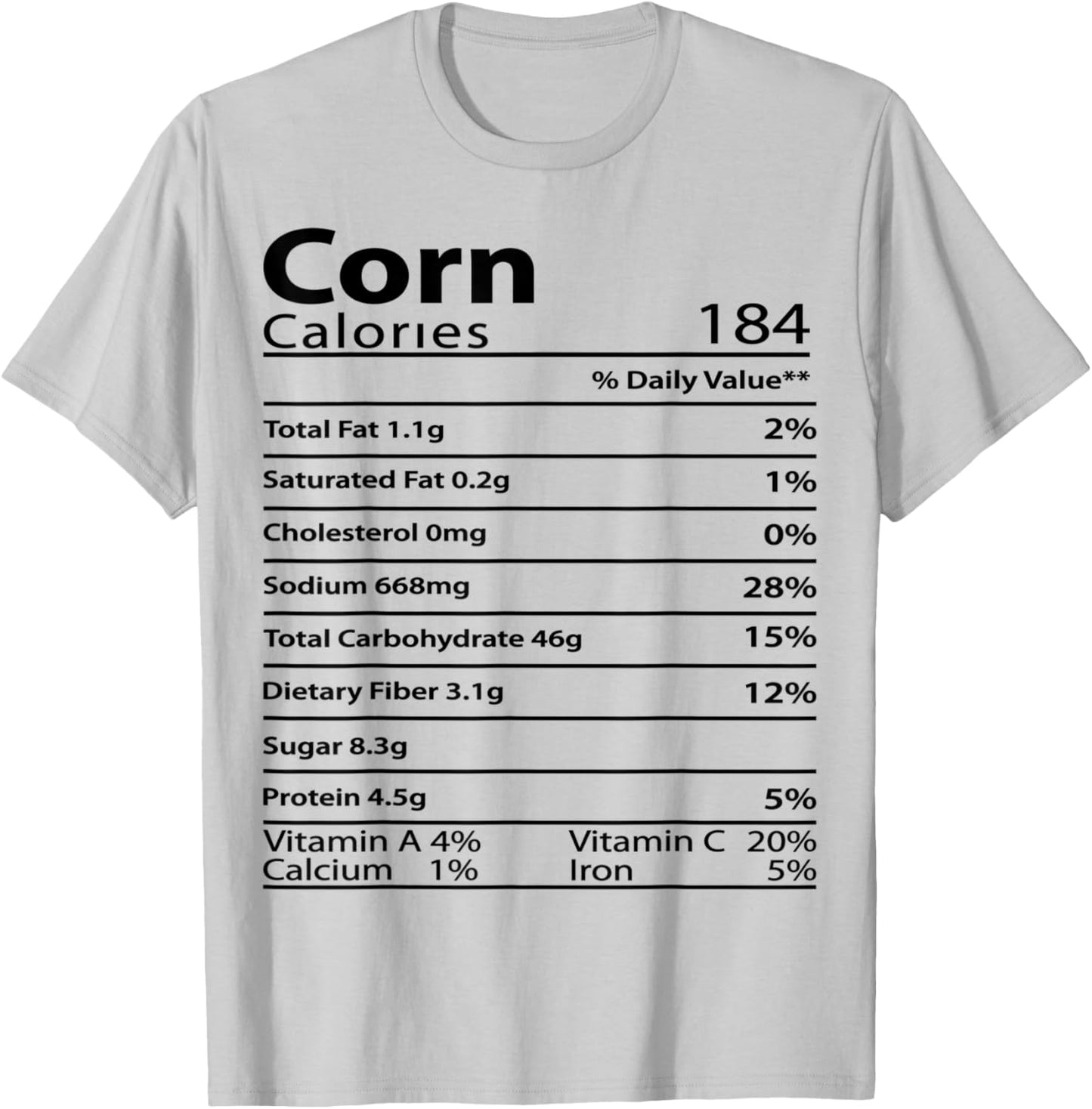 Corn Thanksgiving Nutrition Ingredients Nutritional Table T-Shirt - T-Shirt | Ash
