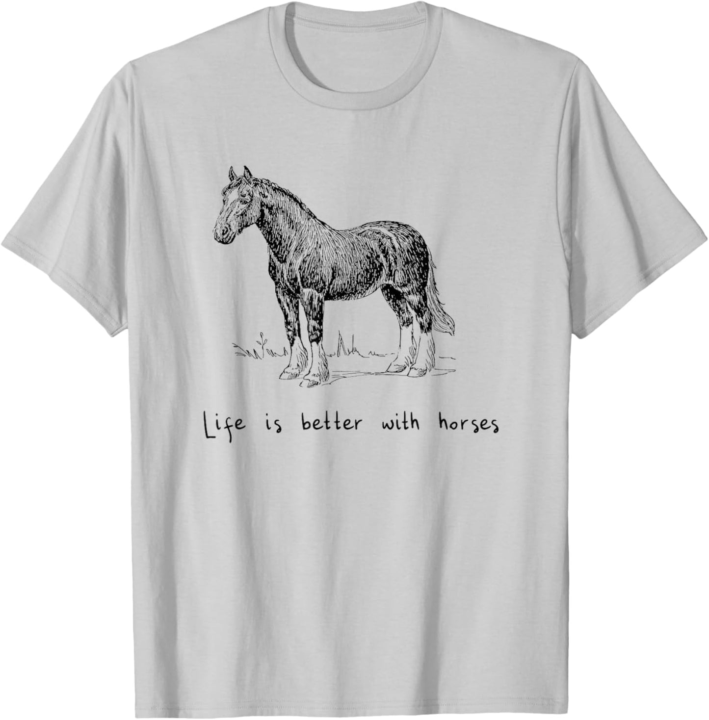Cute Life Is Better With Horses Horseback Riding T-Shirt - T-Shirt | Ash