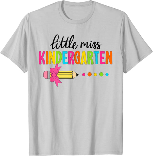 Little Miss Kindergarten Girl Back To School Kindergarten T-Shirt - T-Shirt | Ash