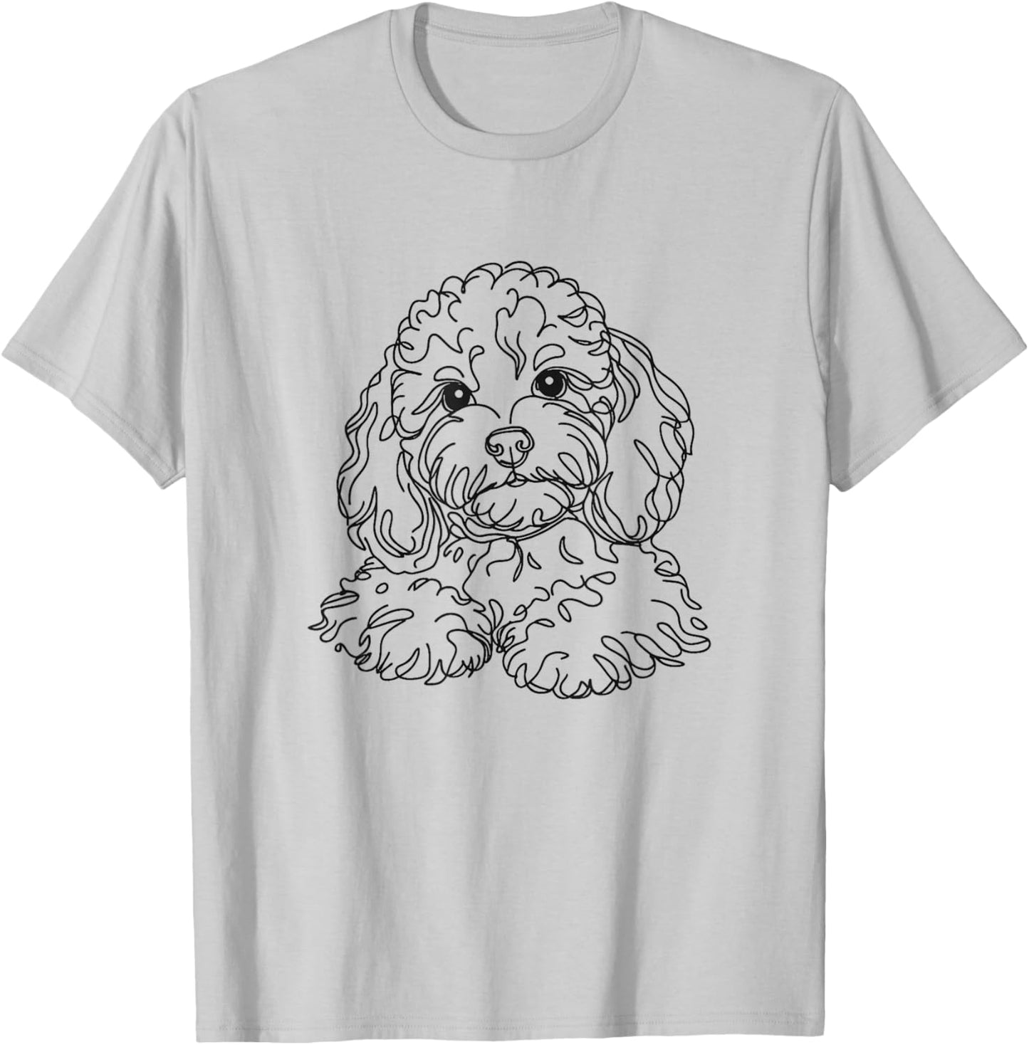 Cavapoo Dog Line Art Design Men Women Girls Kids T-Shirt - T-Shirt | Ash