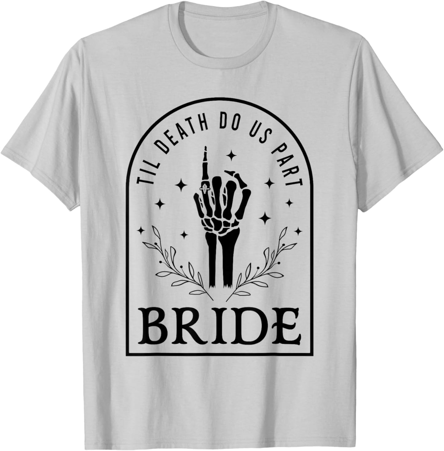 Bride Groom Skeleton Gothic Halloween Engagement Wedding T-Shirt - T-Shirt | Ash