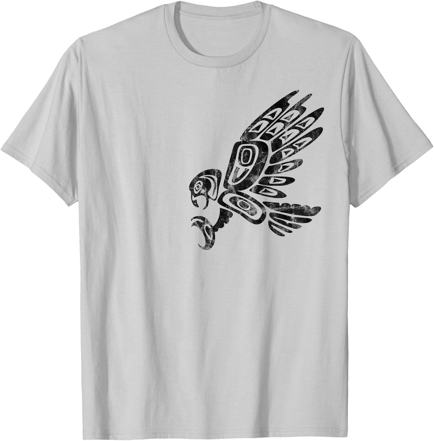 Falcon Abstract Haida Art Pacific Northwest Coast Bird T-Shirt - T-Shirt | Ash