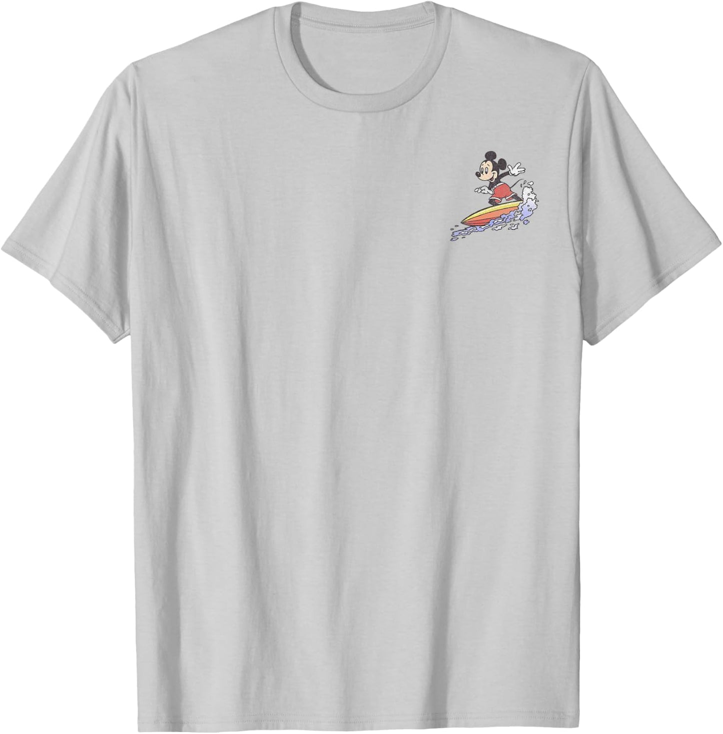 Disney Mickey & Friends Surfing Mickey Left Chest Small T-Shirt - T-Shirt | Ash