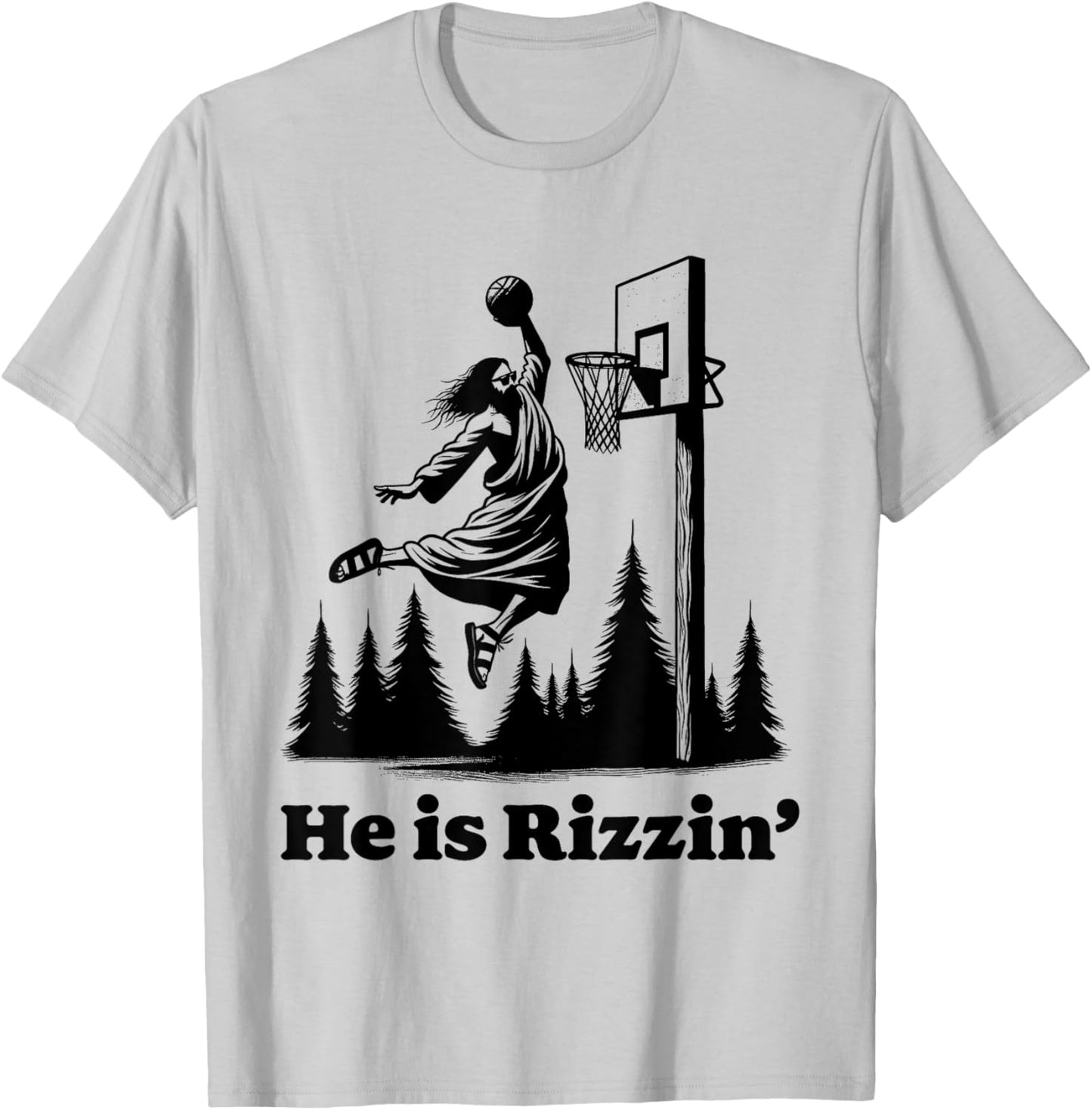 He Is Risen Meme Jesus Playing Basketball Funny Easter T-Shirt - T-Shirt | Ash