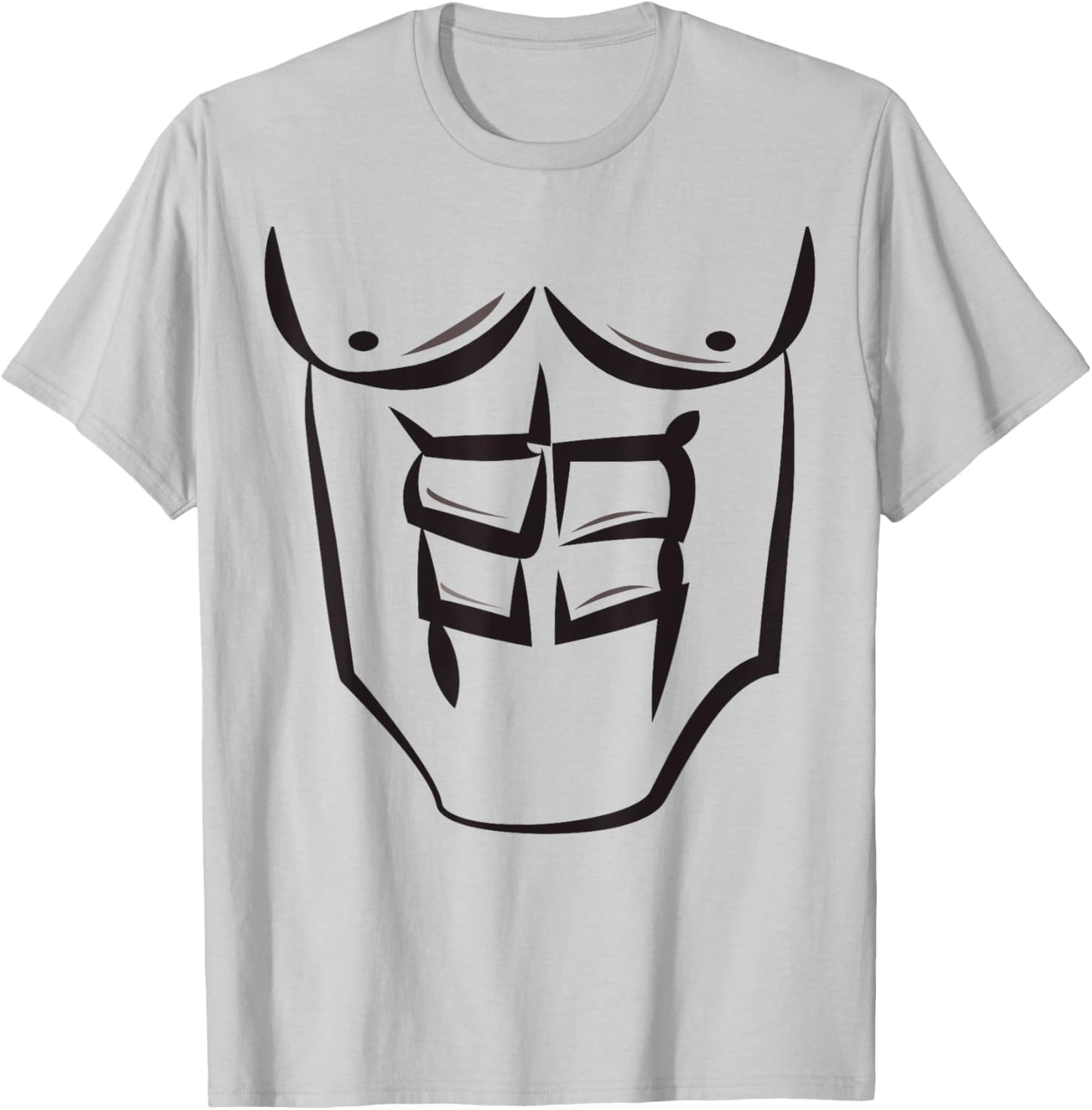 Chest Six Pack Abs Halloween Costume - Bodybuilder Outline T-Shirt - T-Shirt | Ash