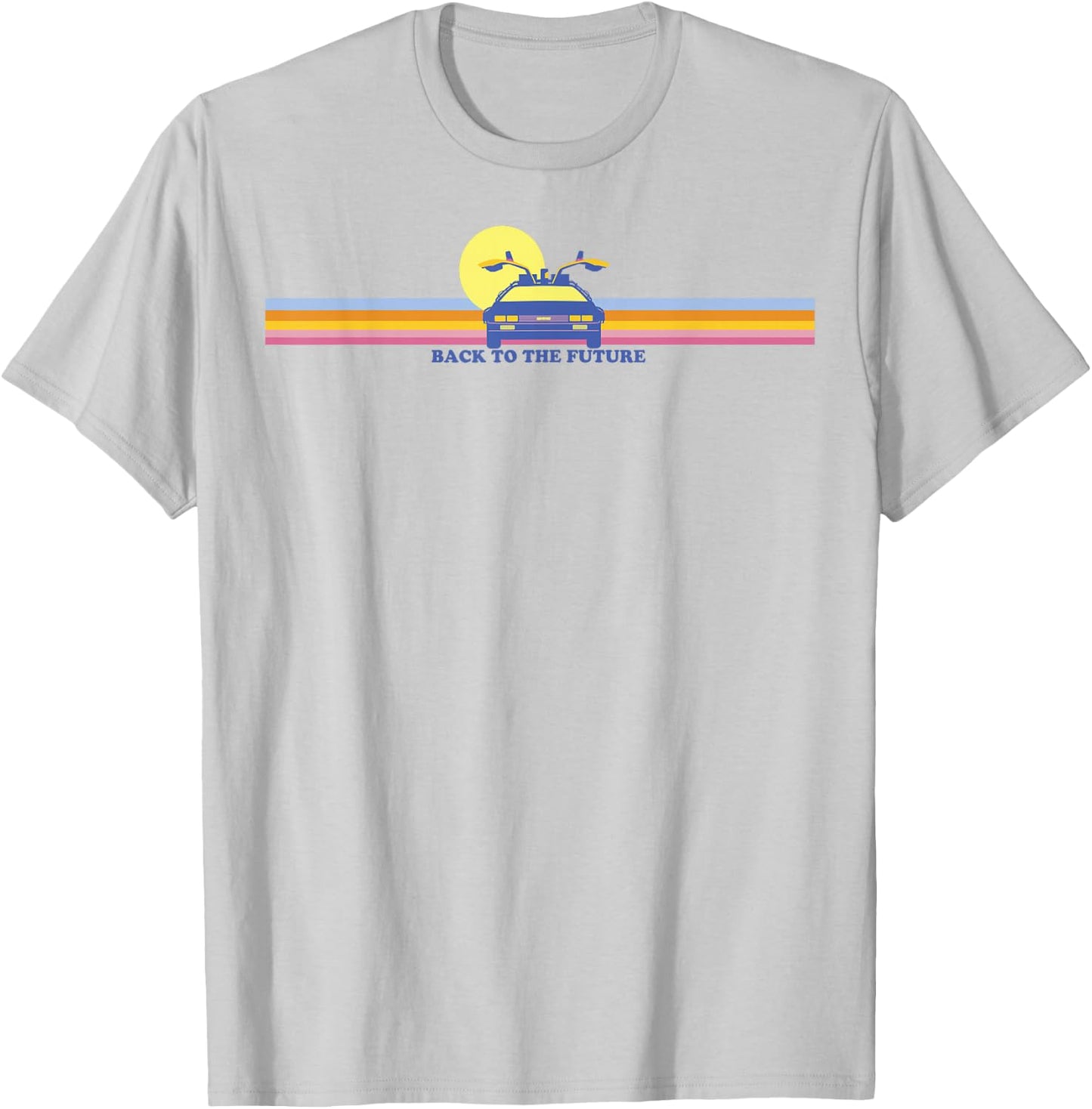 Back to The Future Delorean Retro Chest Stripes T-Shirt - T-Shirt | Ash