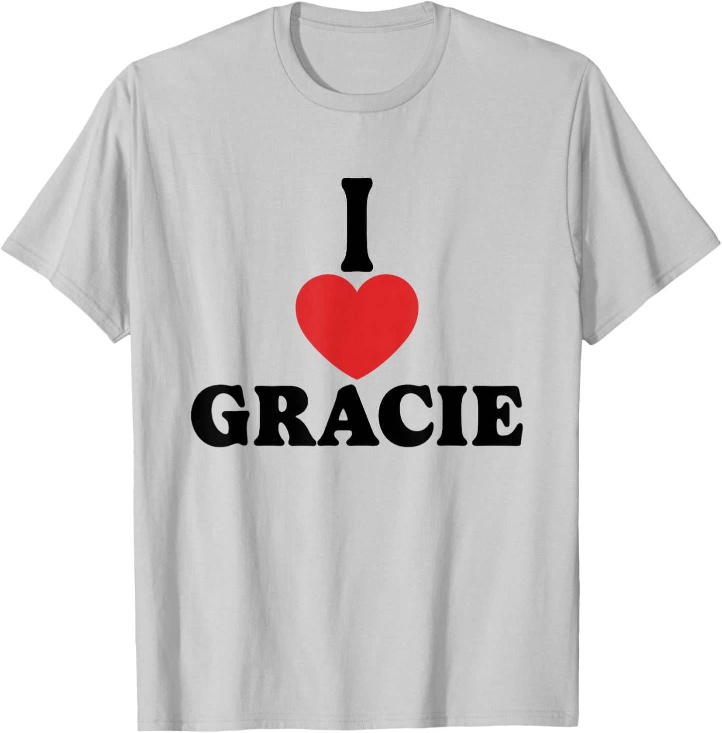 Personalized Name Gracie I Love Gracie Heart Groovy T-Shirt - T-Shirt | Ash