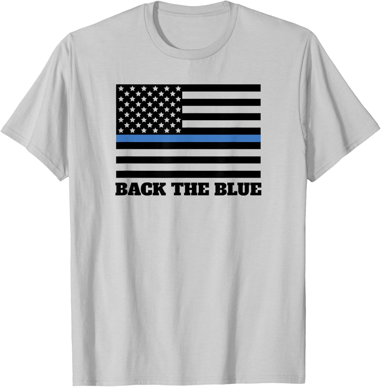 Back The Blue Police Support Thin Blue Line American Flag T-Shirt - T-Shirt | Ash