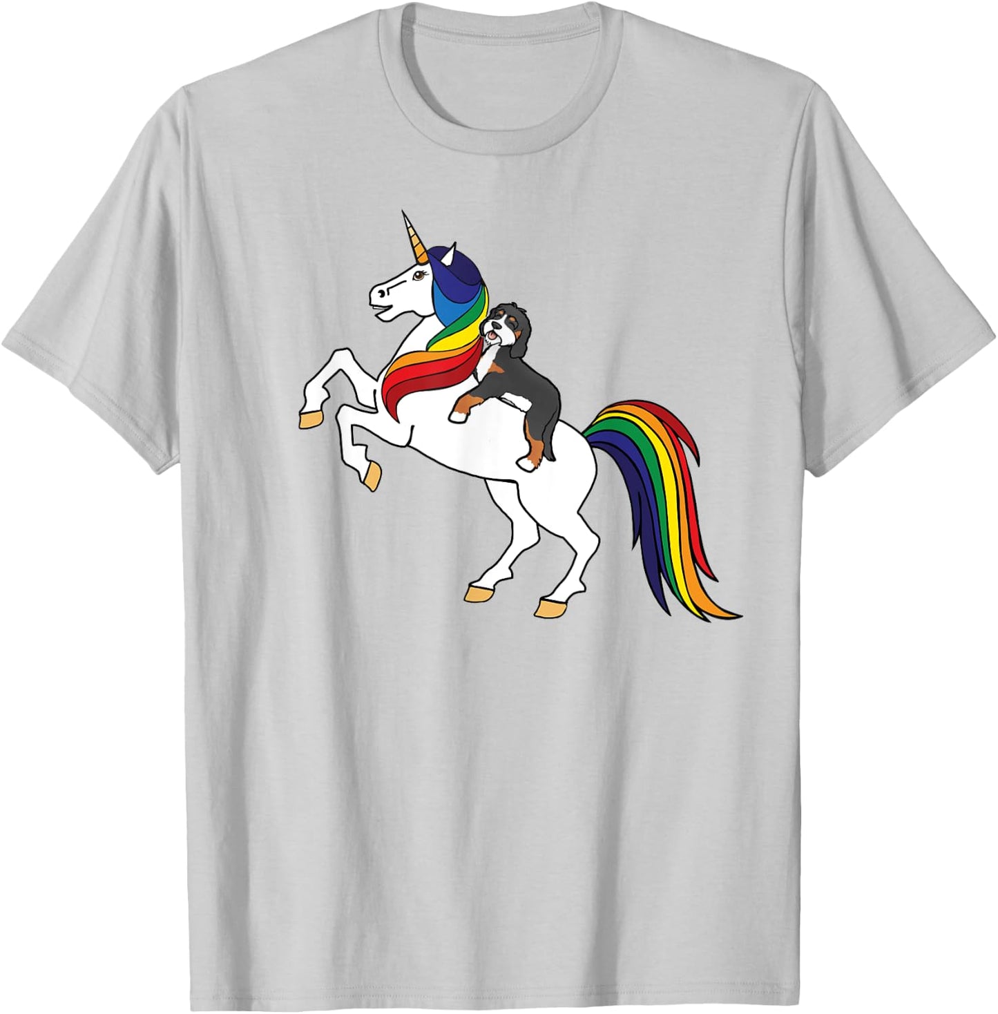 Cute Kids Girls Unicorn Bernedoodle Dog Lover T-Shirt - T-Shirt | Ash