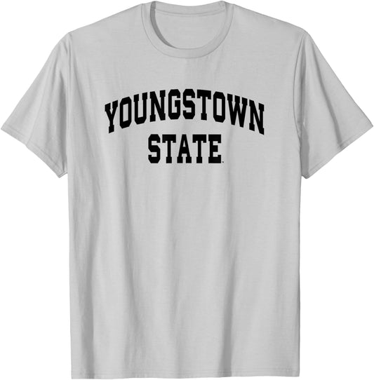 Youngstown State University Penguins Block Stacked T-Shirt - T-Shirt | Ash