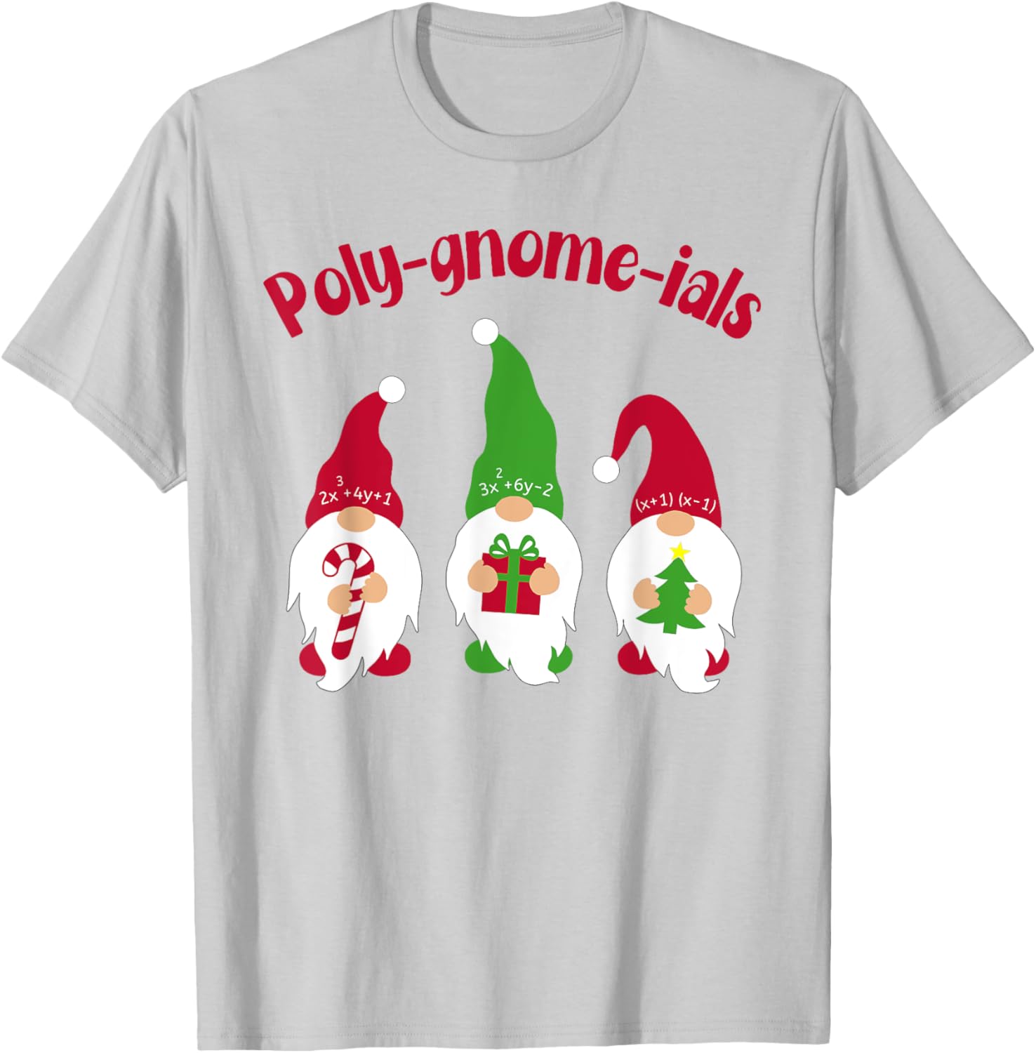 Funny Math Teacher Poly Gnome Ials Gnomes Math Pun Algebra T T-Shirt - T-Shirt | Ash