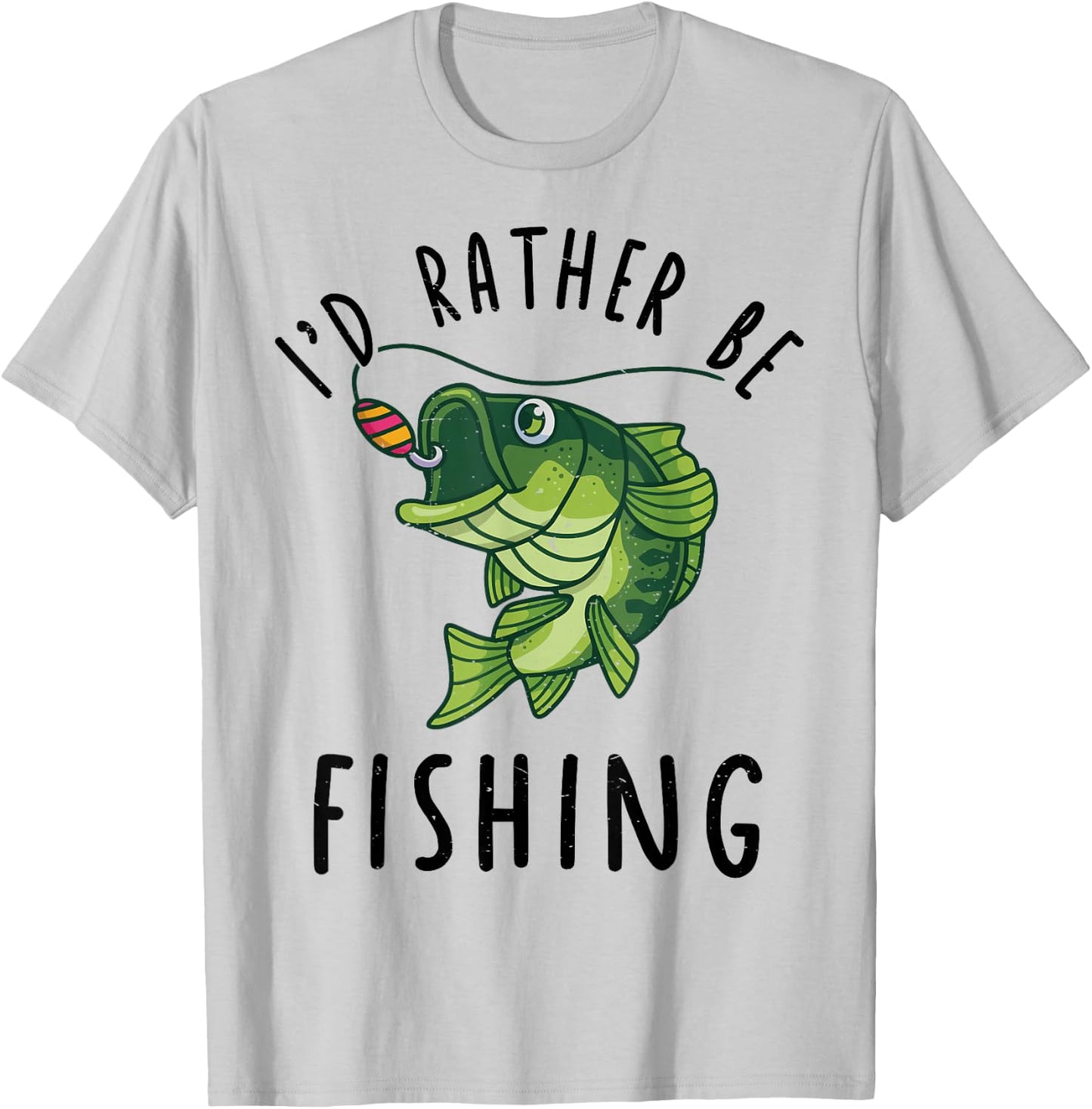 Kid Id Rather Be Fishing Youth Boy Bass Fish Funny Fisherman T-Shirt - T-Shirt | Ash