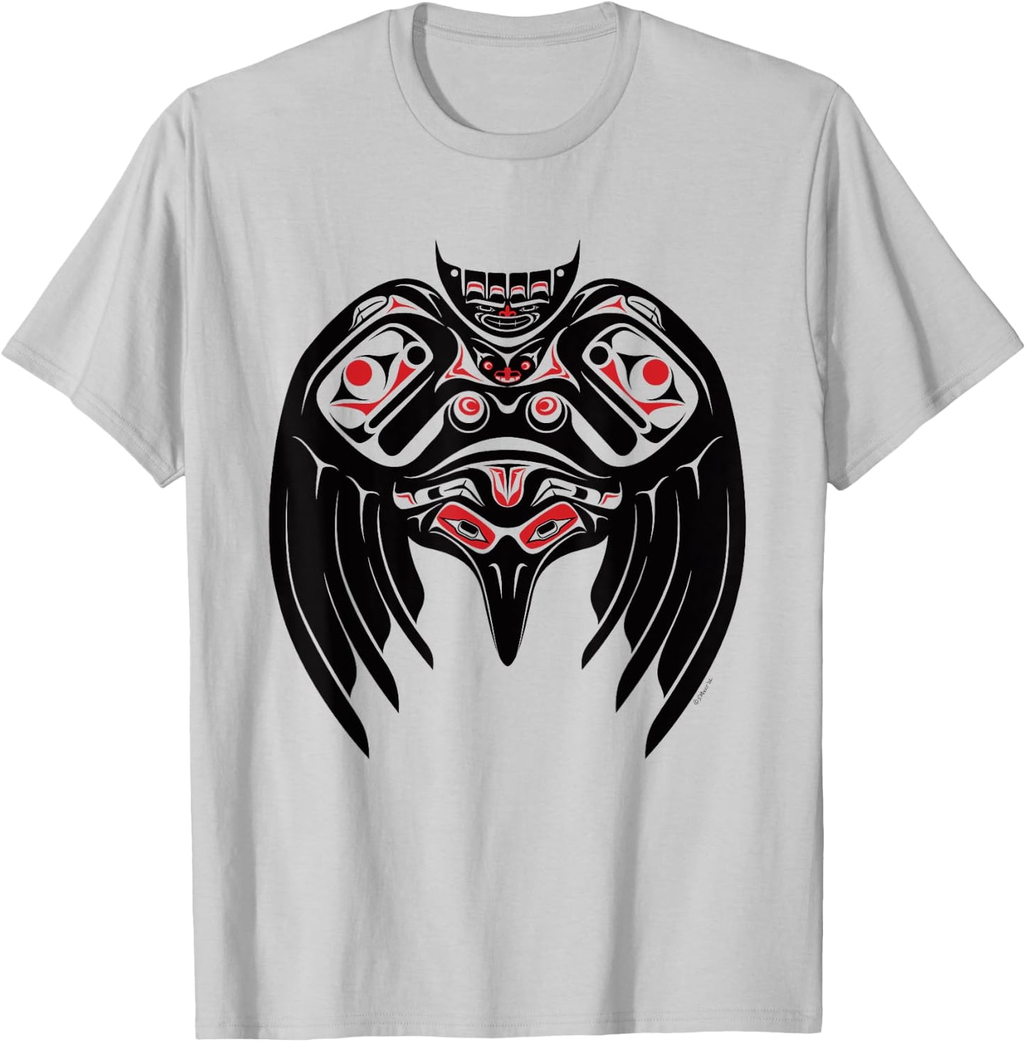 Raven in a Pacific North West Style, Native American Style T-Shirt - T-Shirt | Ash