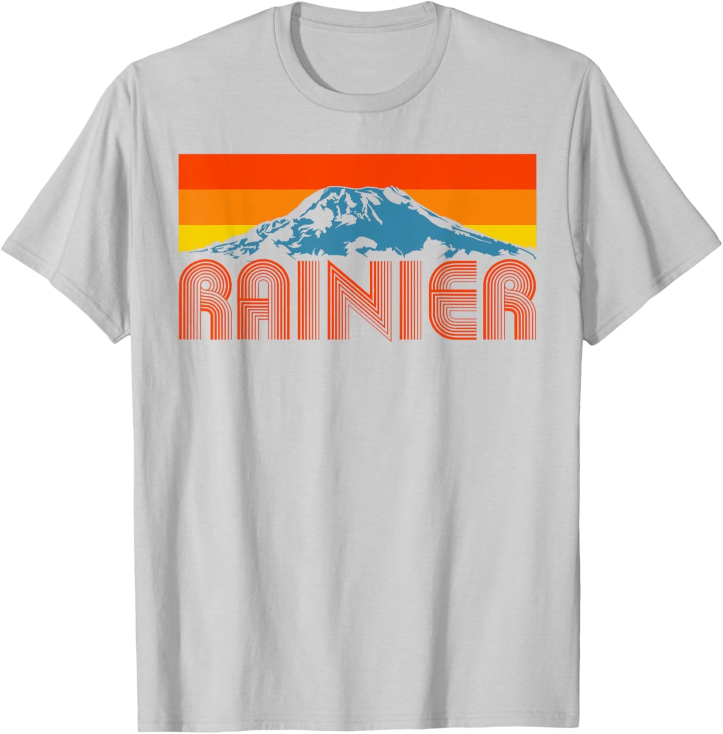 Mount Rainier Vintage Mountains & Sun Retro 80's T-Shirt - T-Shirt | Ash