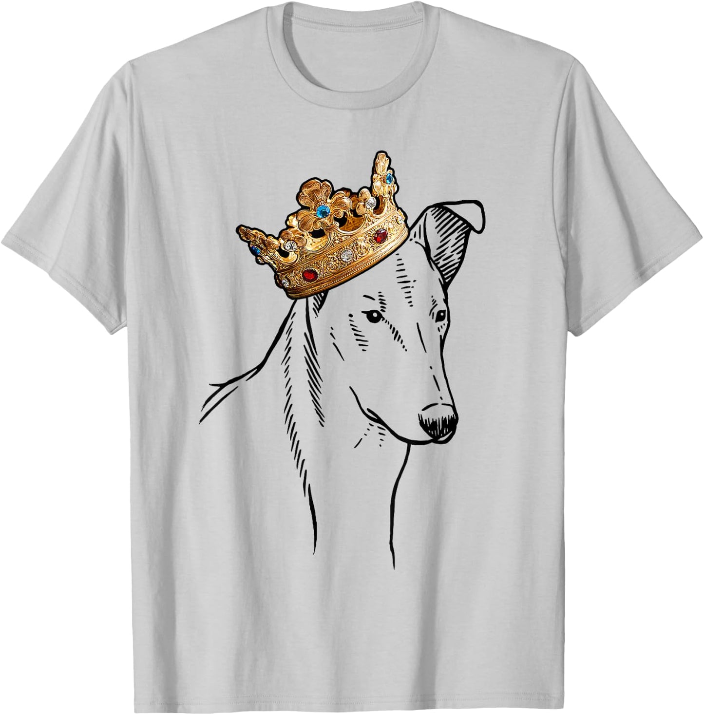 Smooth Collie Dog Wearing Crown Men Women Girls Kids T-Shirt - T-Shirt | Ash