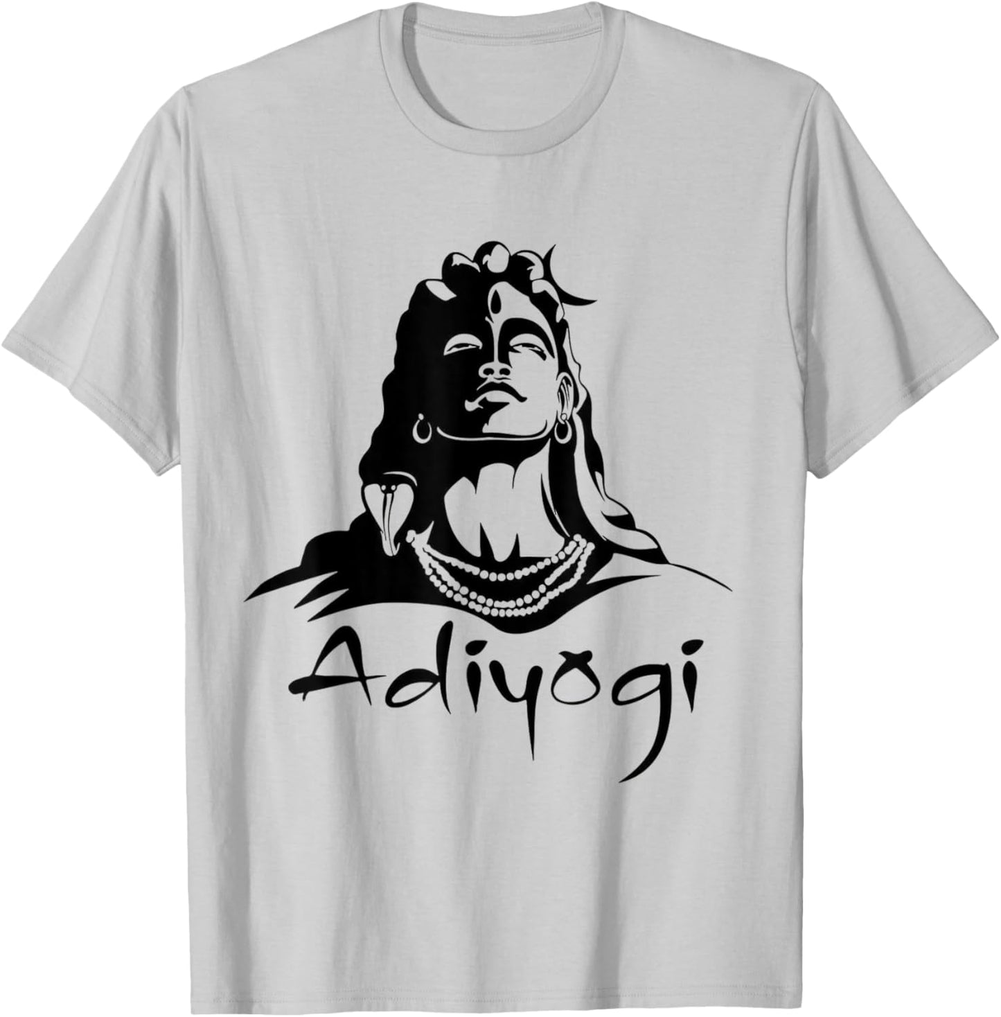 Shiva Adiyogi Meditation Design T-Shirt - T-Shirt | Ash