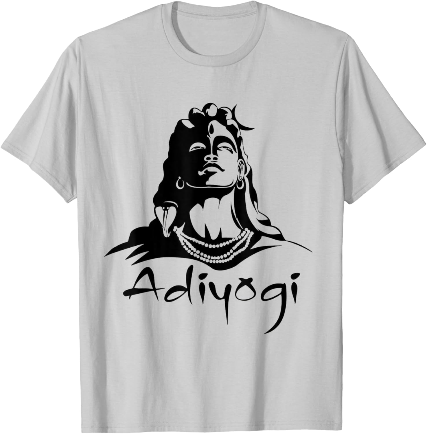 Shiva Adiyogi Meditation Design T-Shirt - T-Shirt | Ash