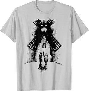 Don Quixote and Sancho vs Monster Windmill T-Shirt - T-Shirt | Ash