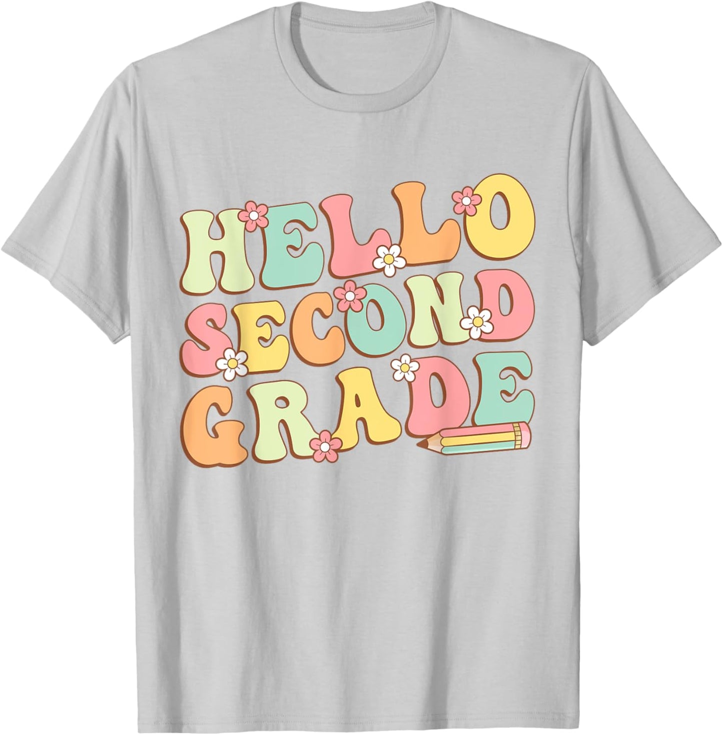 Hello Second Grade Team 2nd Grade Teacher Girl Back School T-Shirt - T-Shirt | Ash