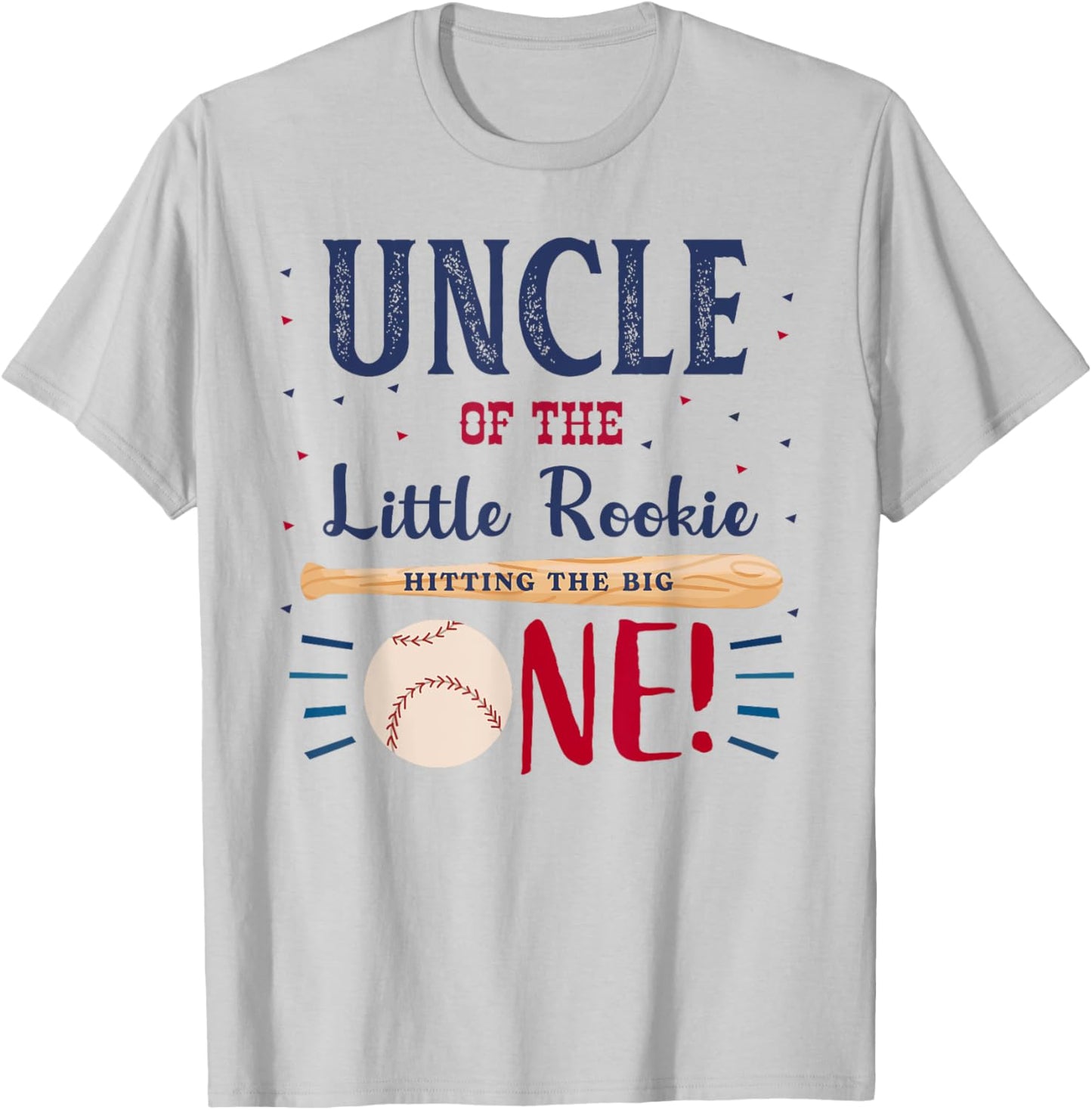 Uncle First Birthday Little Rookie Baseball The Big One T-Shirt - T-Shirt | Ash