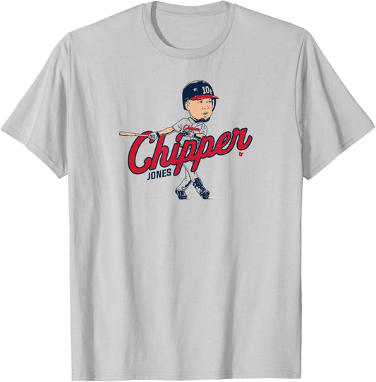 Chipper Jones - Caricature - Atlanta Baseball T-Shirt - T-Shirt | Ash