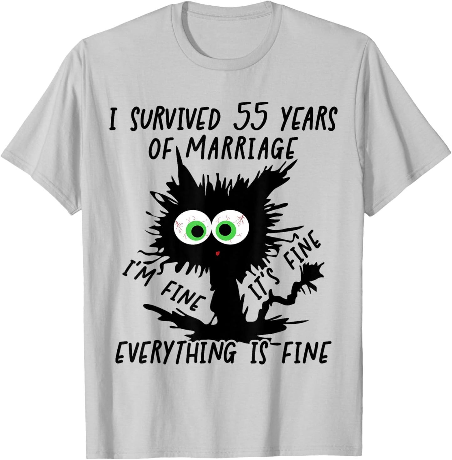 Emerald Wedding I Survived 55 Years Of Marriage T-Shirt - T-Shirt | Ash