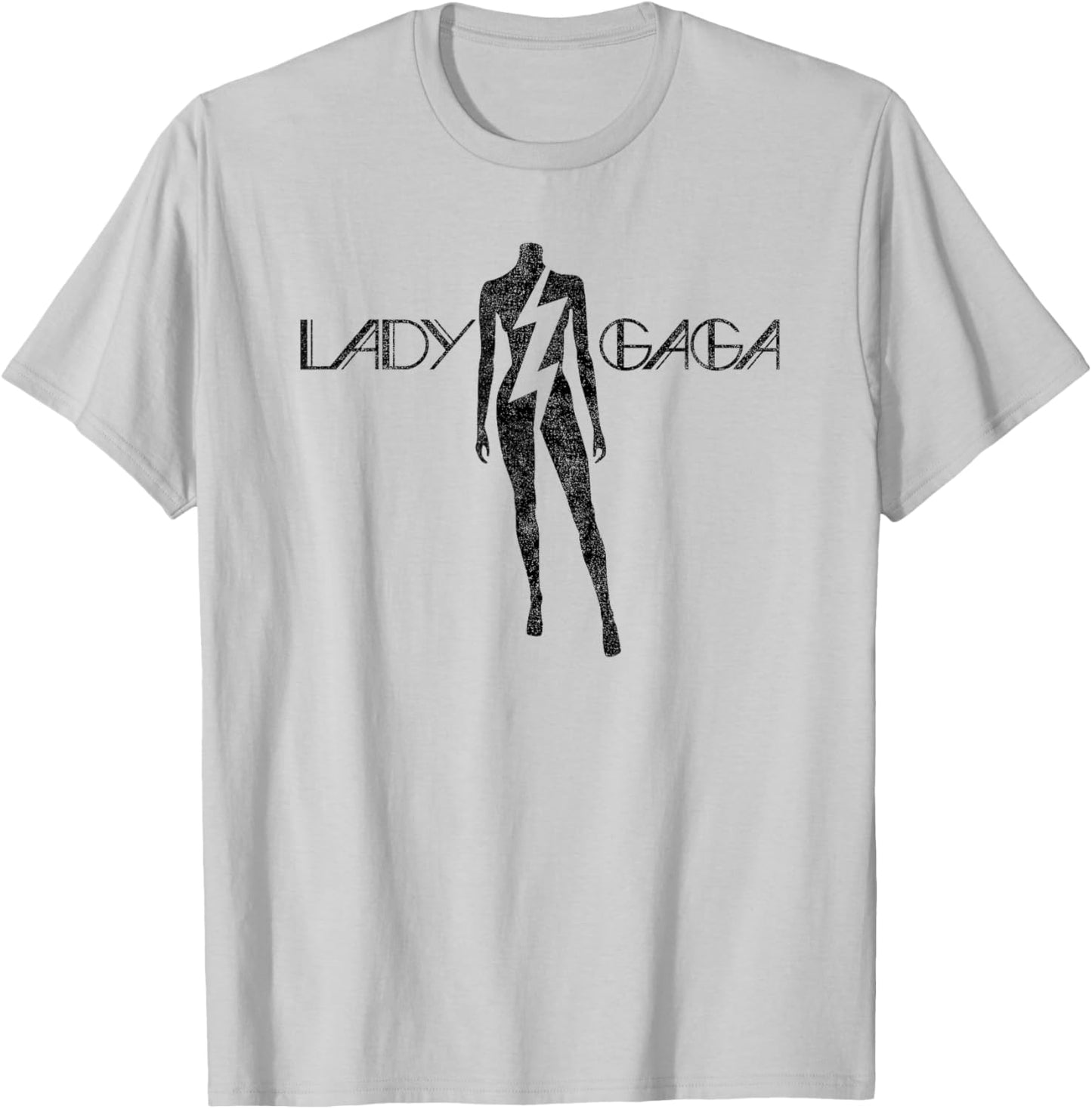 Official Lady Gaga Lightning Black Logo T-Shirt - T-Shirt | Ash