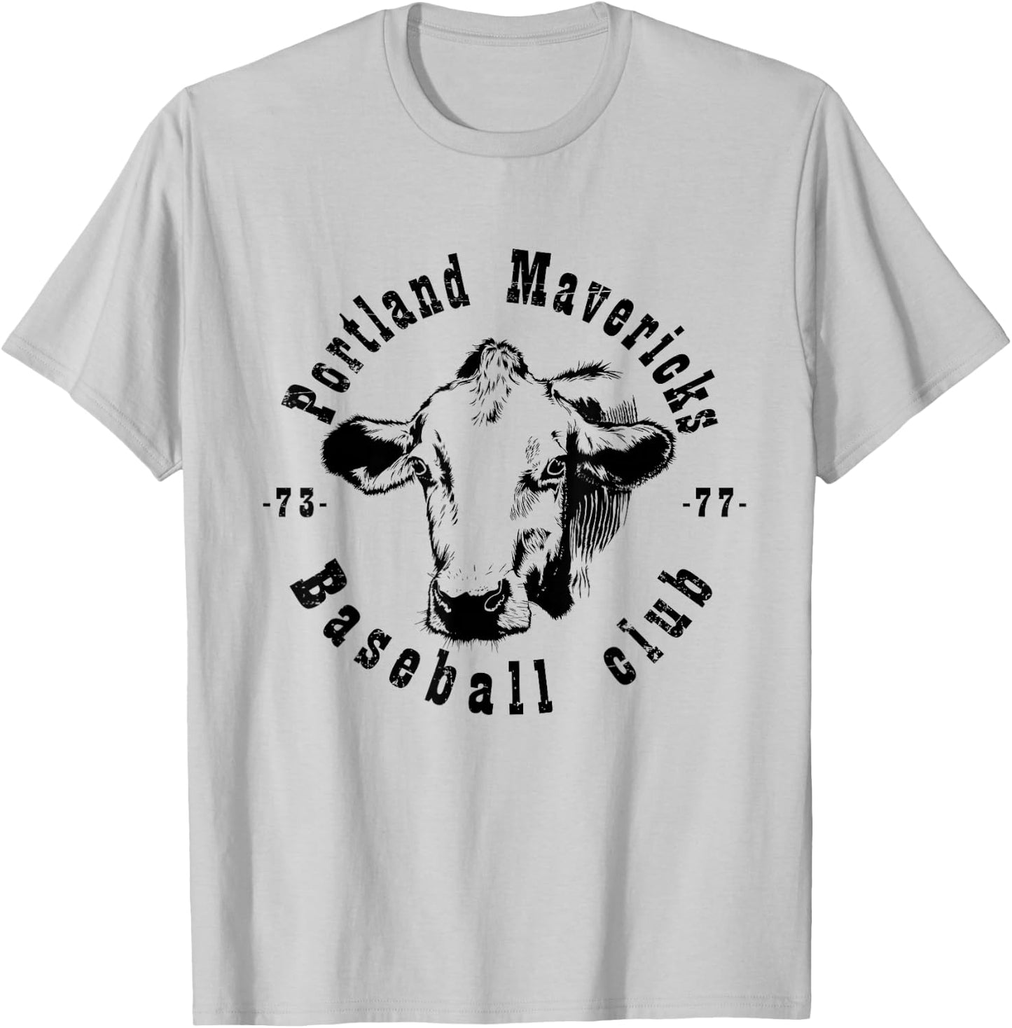 Portland T Shirt Cows Mavericks Baseball Vintage For T-Shirt - T-Shirt | Ash