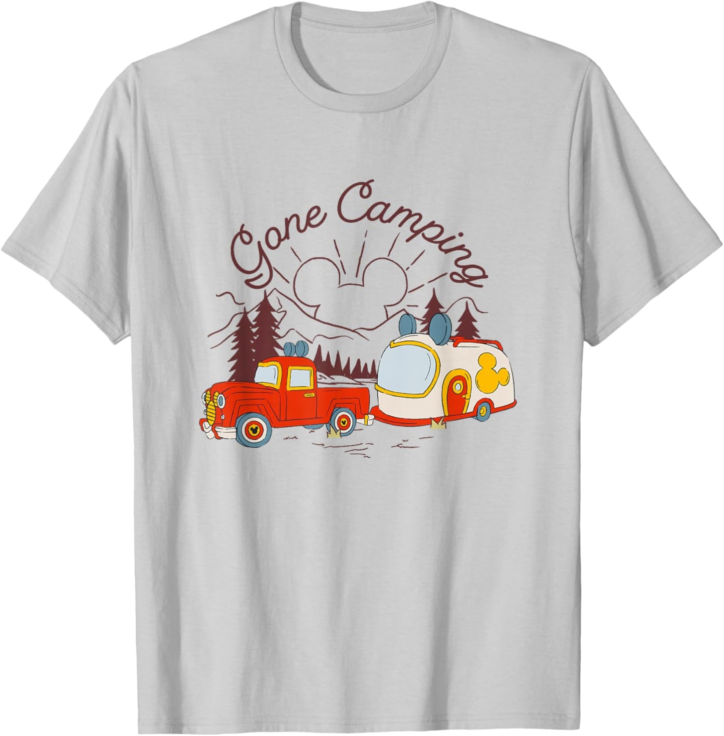Disney Mickey and Friends Gone Camping Retro Trailer T-Shirt - T-Shirt | Ash