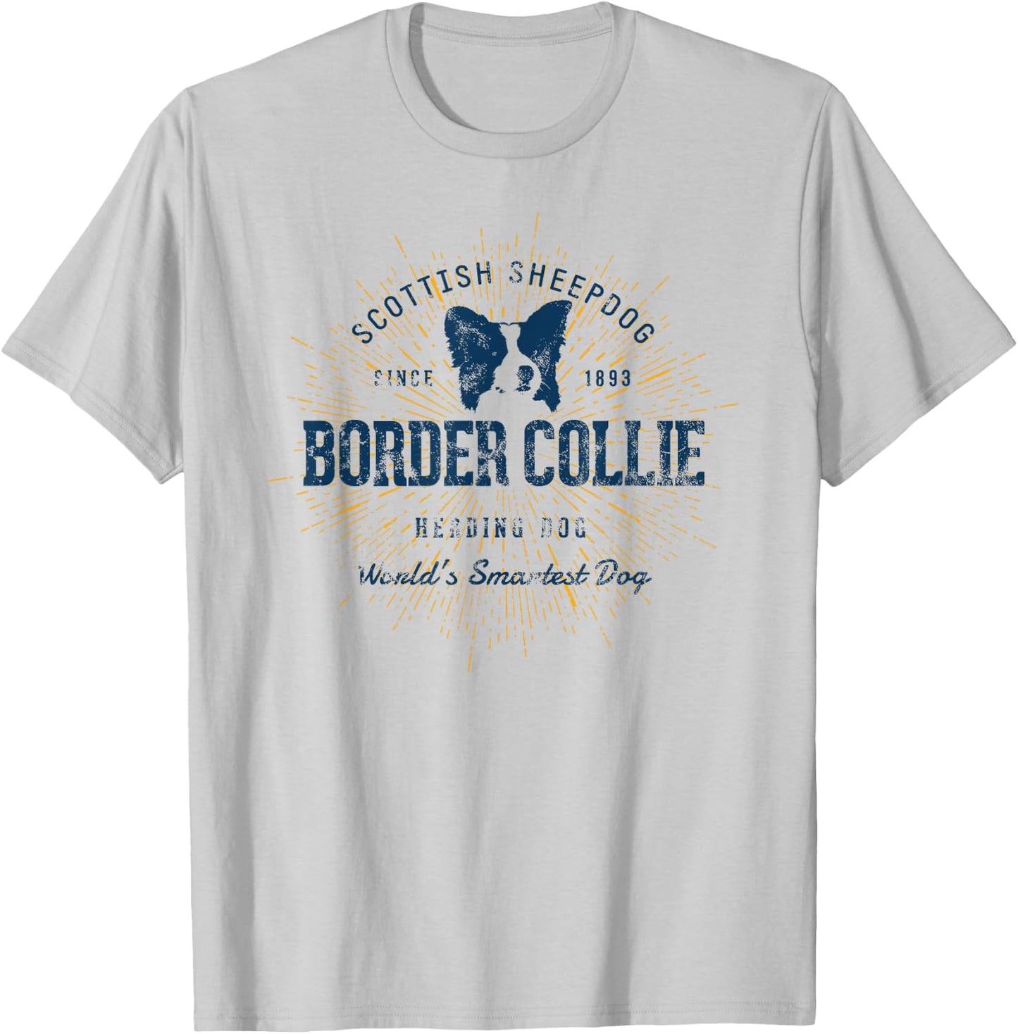 Retro Border Collie Vintage T-Shirt - T-Shirt | Ash