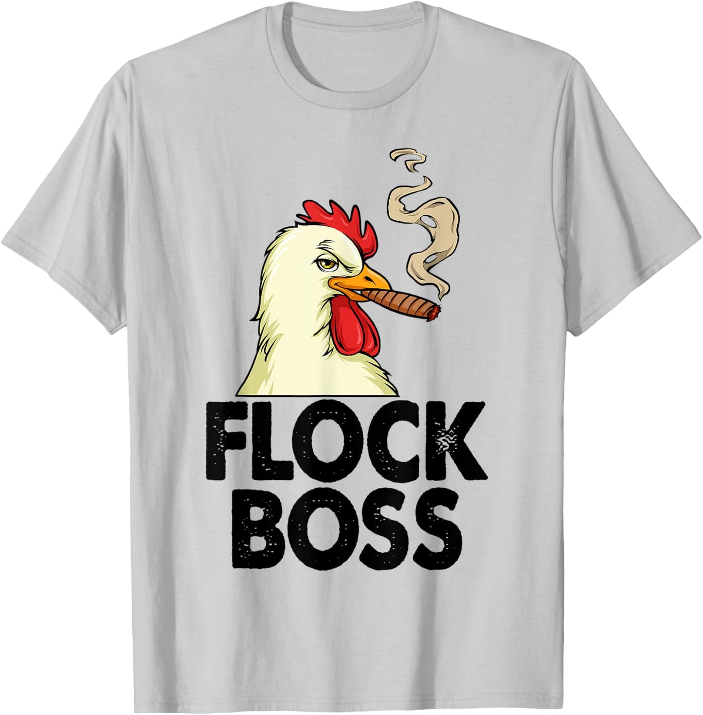 Funny White Smoking Chicken Shirt Flock Boss Women T-Shirt - T-Shirt | Ash