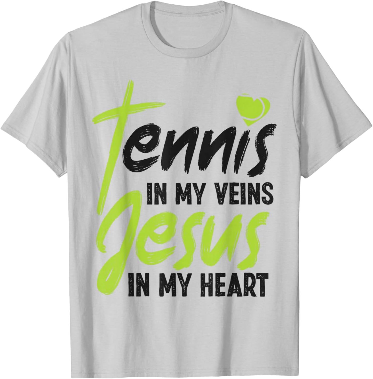 Funny Tennis Player Racket Jesus Faith Christian Tennis In T-Shirt - T-Shirt | Ash