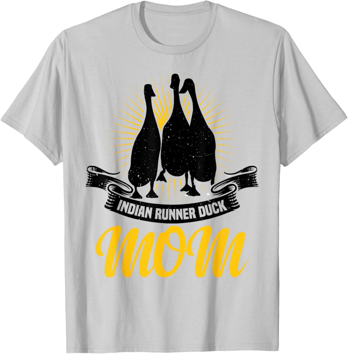 Running Duck Indian Runner Duck Ducklings - White, Small, Short Sleeve, , Classic Fit, Animal Print, Casual Vacation T-Shirt - T-Shirt | Ash