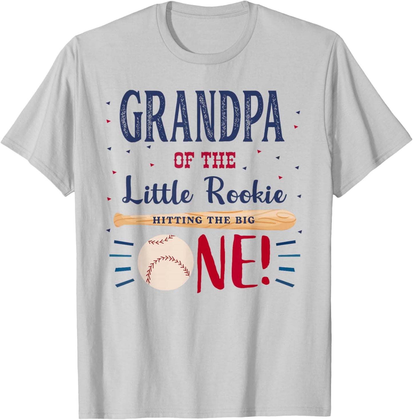 Grandpa First Birthday Little Rookie Baseball The Big One T-Shirt - T-Shirt | Ash