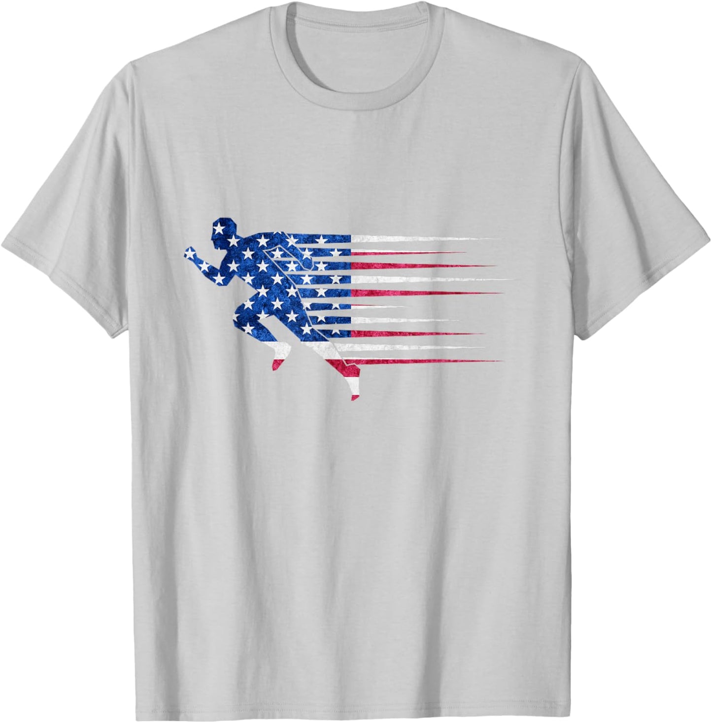 Patriotic Running USA American Flag Track and Field Team T-Shirt - T-Shirt | Ash
