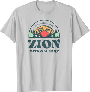 Retro Style Utah Zion National Park T-Shirt - T-Shirt | Ash