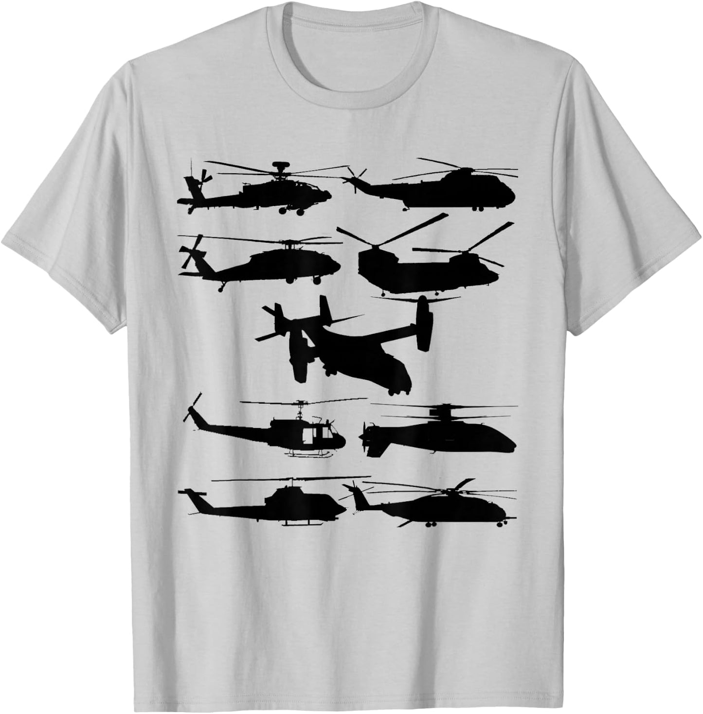 US Helicopters UH-1 Huey UH-60 Blackhawk AH-64 Apache Gift T-Shirt - T-Shirt | Ash