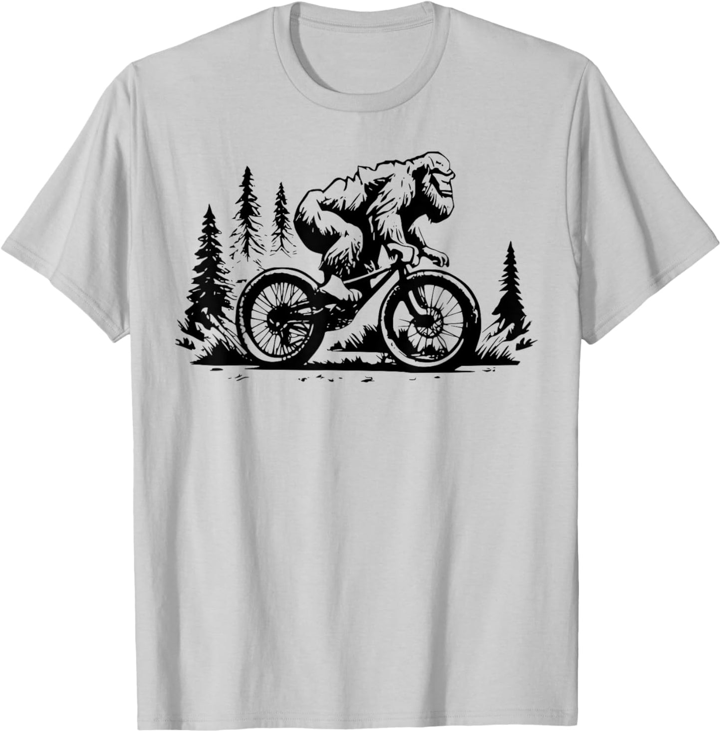 Sasquatch Bigfoot Mountain Biking FUNNY Bike Bicycle Nature T-Shirt - T-Shirt | Ash