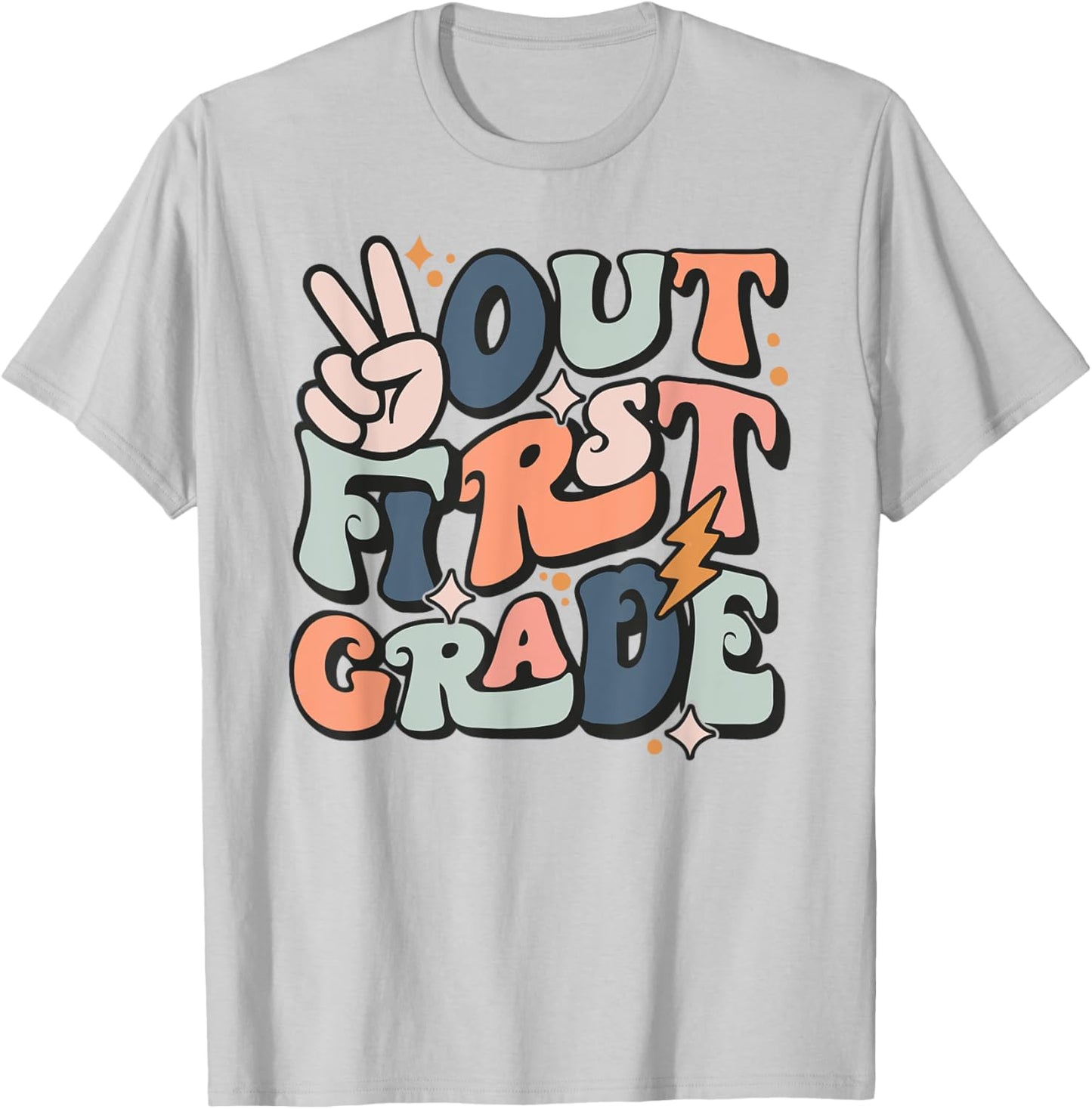 Last Day Of 1st Grade Smile Face Peace Out First Grade T-Shirt - T-Shirt | Ash