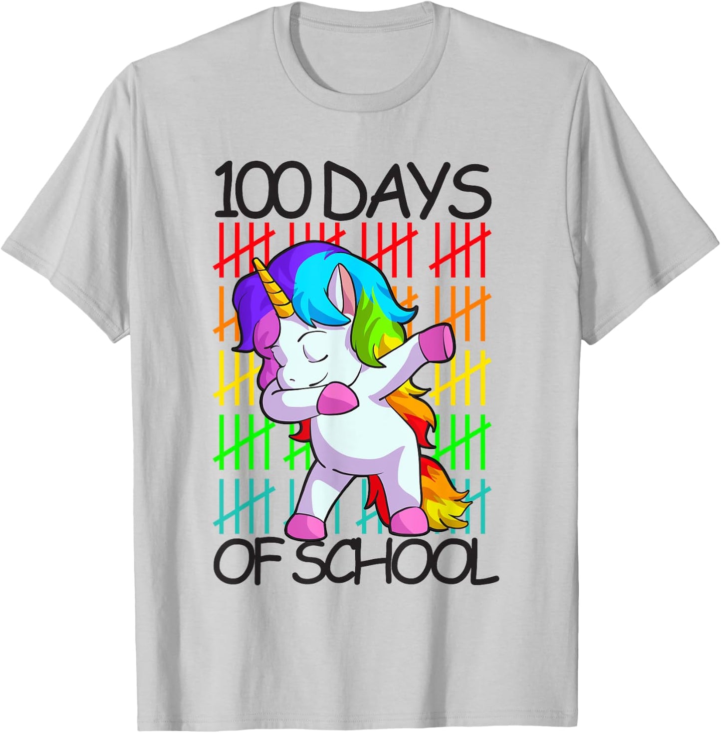 Happy 100 Days Of School Shirt Girls Unicorn Lover Gift T-Shirt - T-Shirt | Ash