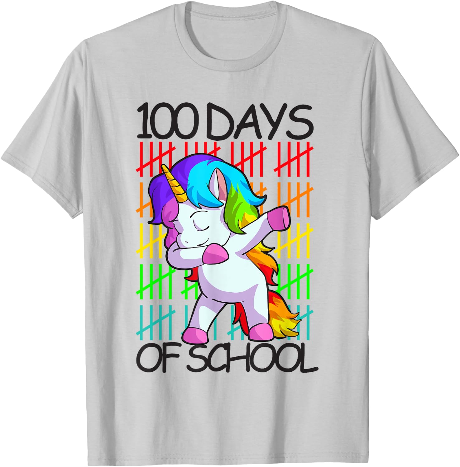 Happy 100 Days Of School Shirt Girls Unicorn Lover Gift T-Shirt - T-Shirt | Ash
