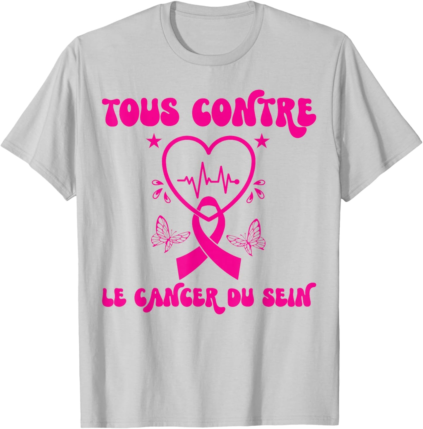 All Against Breast Cancer Awareness Month Ribbon , white, S T-Shirt - T-Shirt | Ash