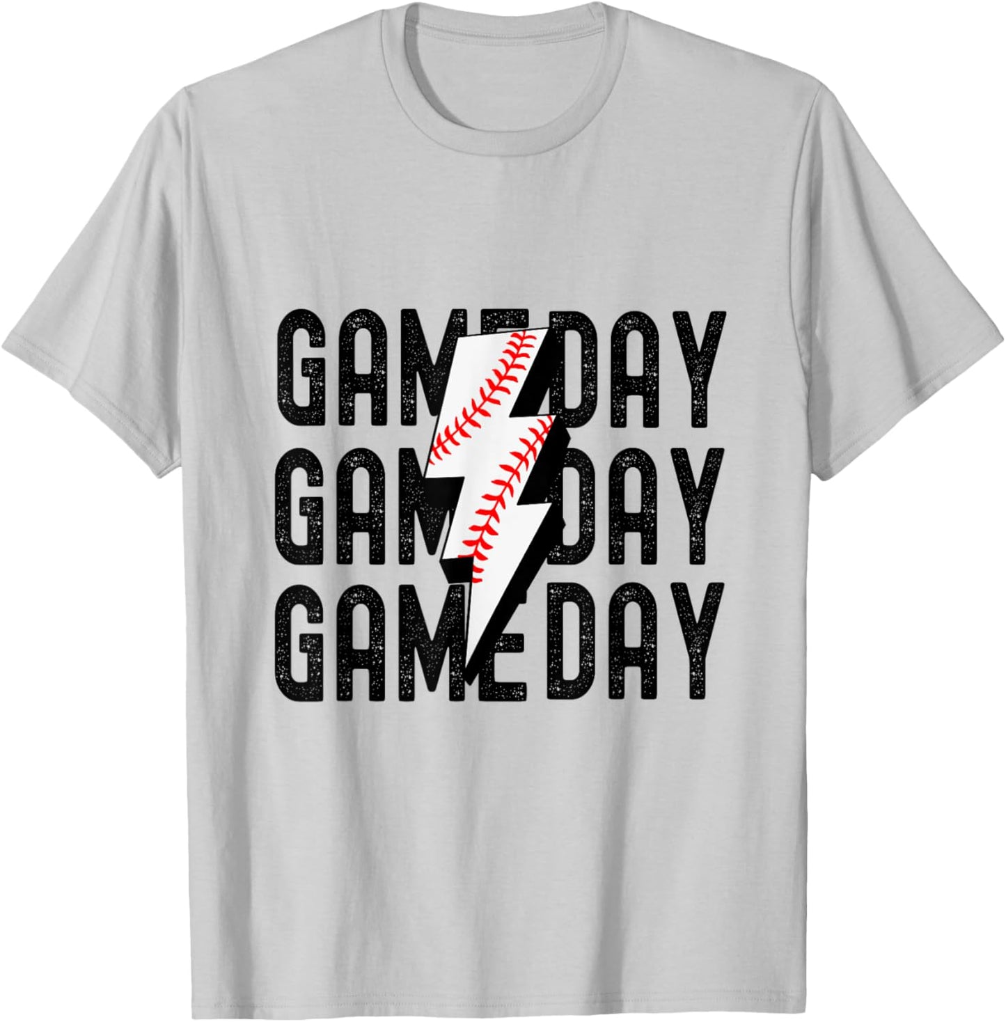 Vintage Game Day Baseball Lightning Funny Baseball Team T-Shirt - T-Shirt | Ash