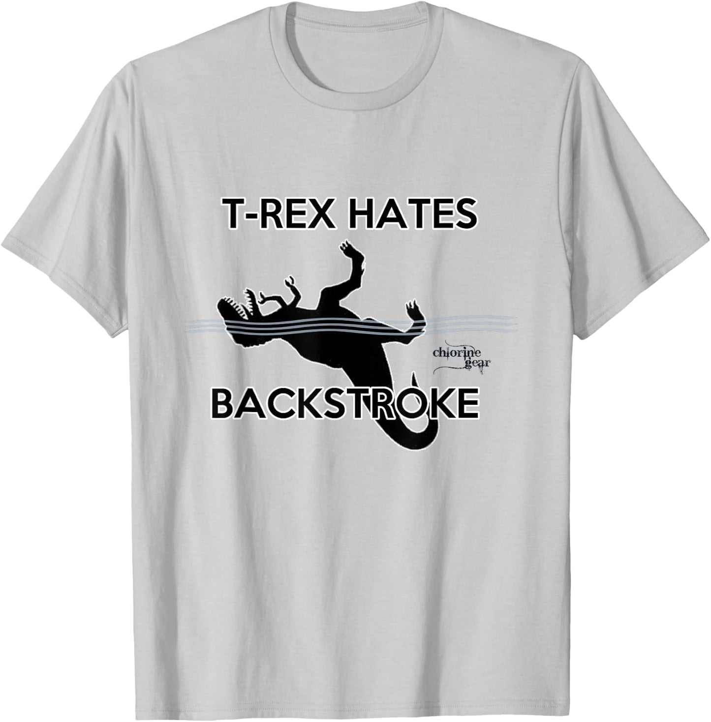 T-Rex Hates Backstroke Basic T-Shirt - T-Shirt | Ash